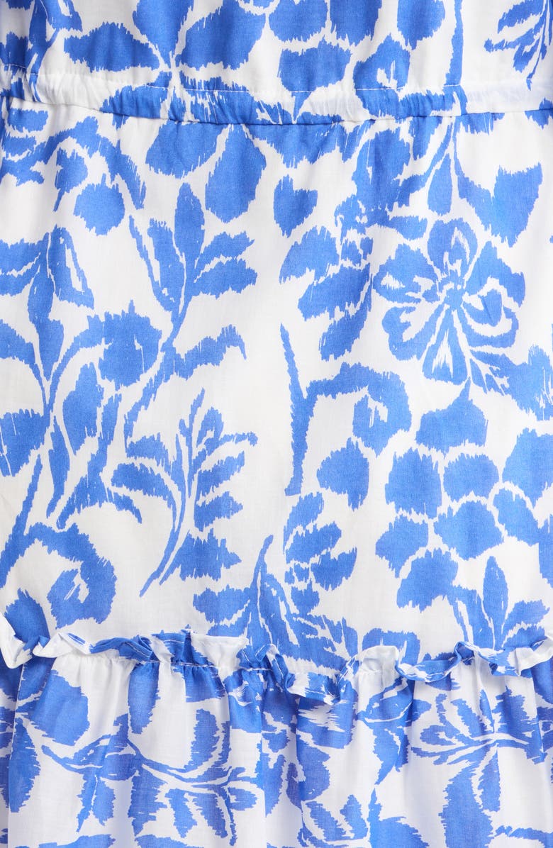 SUGARLIPS Shia Floral Noella Puff Sleeve Cotton Minidress, Alternate, color, White Blue