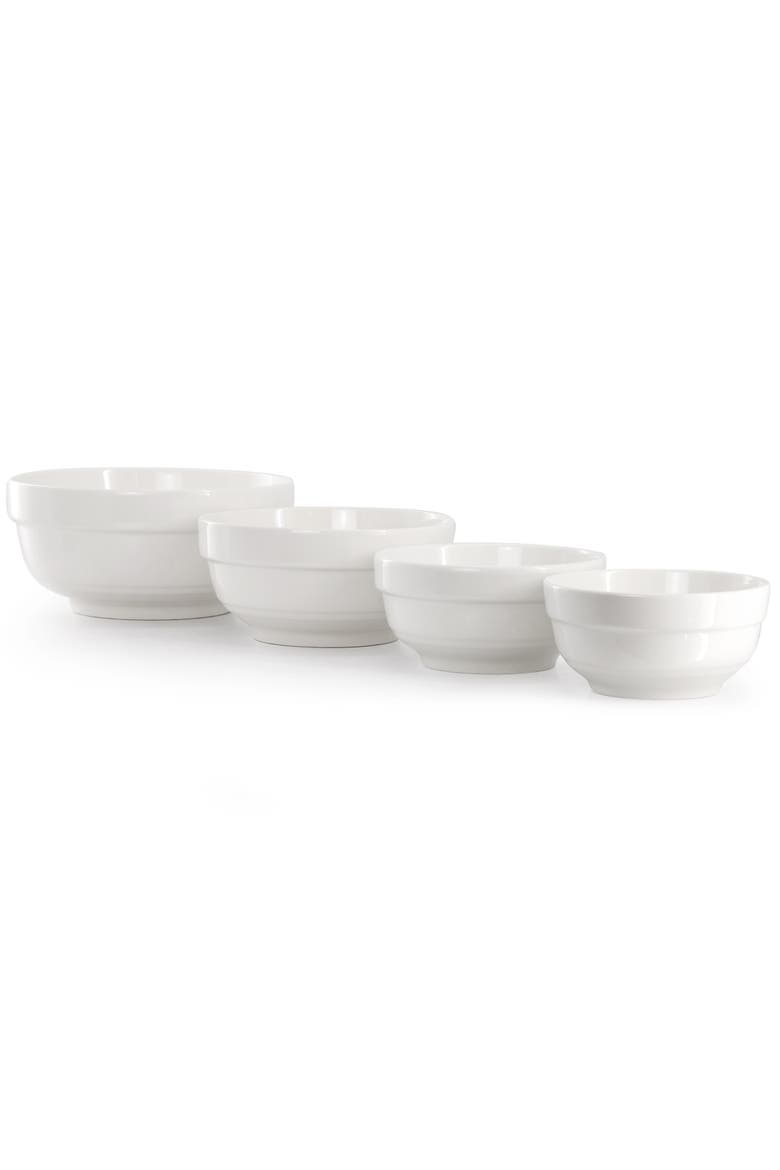4 Piece Fine Ceramic Serving Bowl Set in White, Alternate, color, White