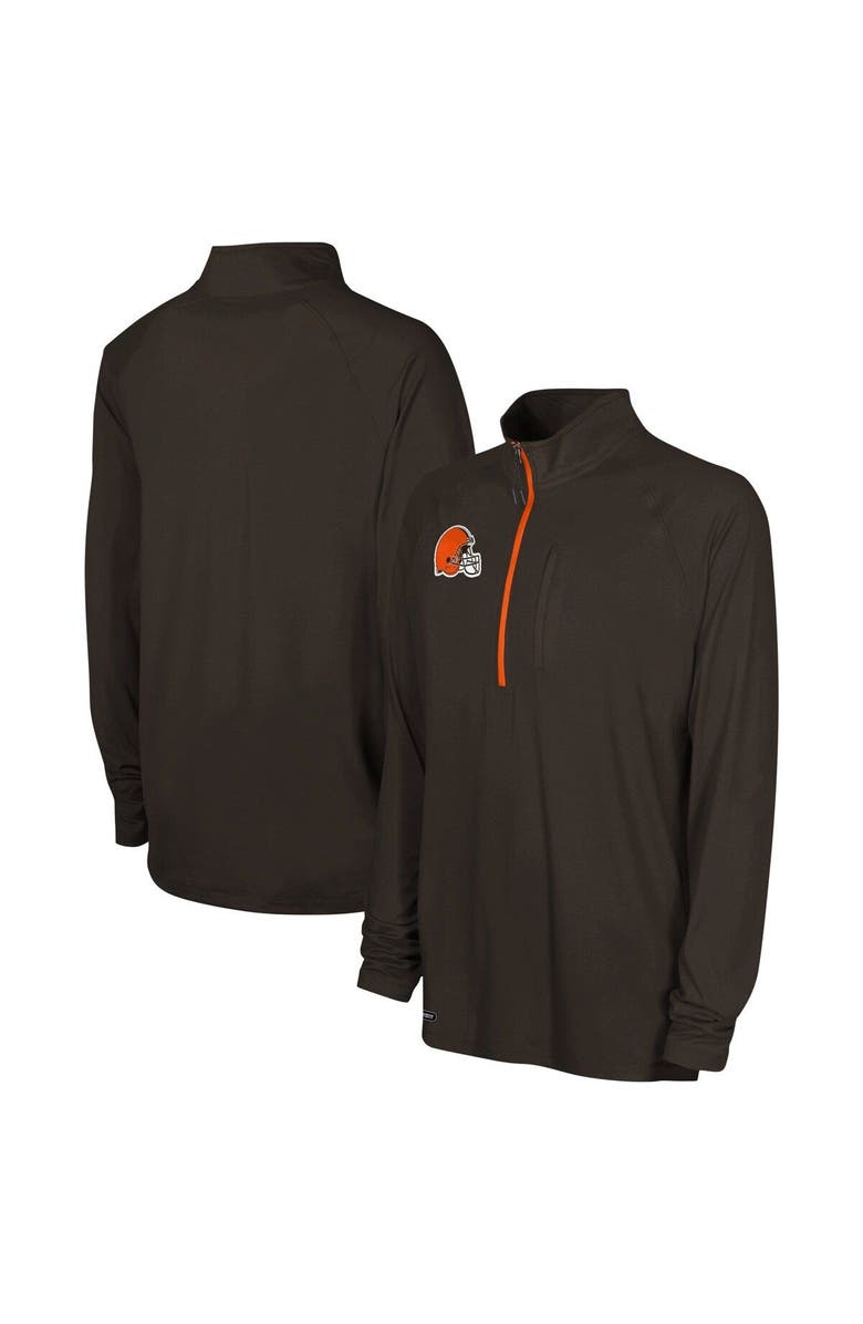 Outerstuff Men
s Brown Cleveland Browns Combine Authentic Raglan Quarter-Zip Top, Main, color, 
