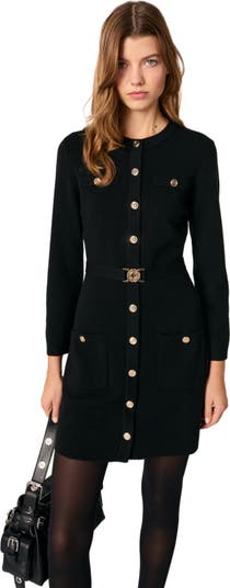 maje★Robe maille 2-en-1 cape amovible ワンピース Robe maille 2-en-1 cape amovible gris / noir pour femme | Maje