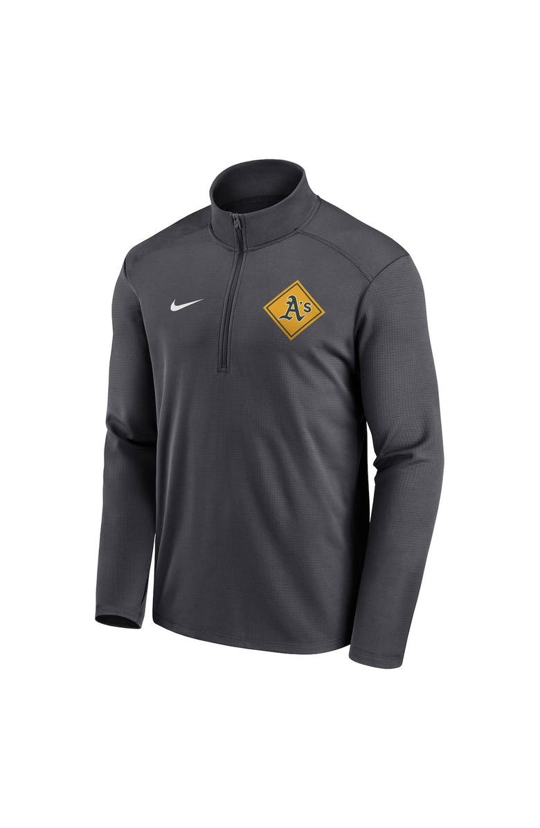 Nike Men's Nike Anthracite Oakland Athletics Diamond Icon Pacer Performance Quarter-Zip Windbreaker Top, Alternate, color,