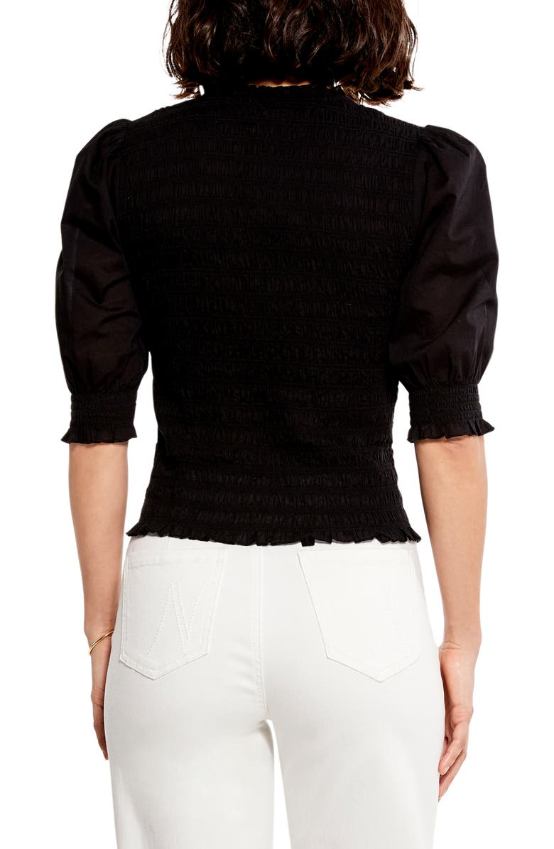 NIC+ZOE Smocked Puff Sleeve Cotton Lawn Top, Alternate, color, 