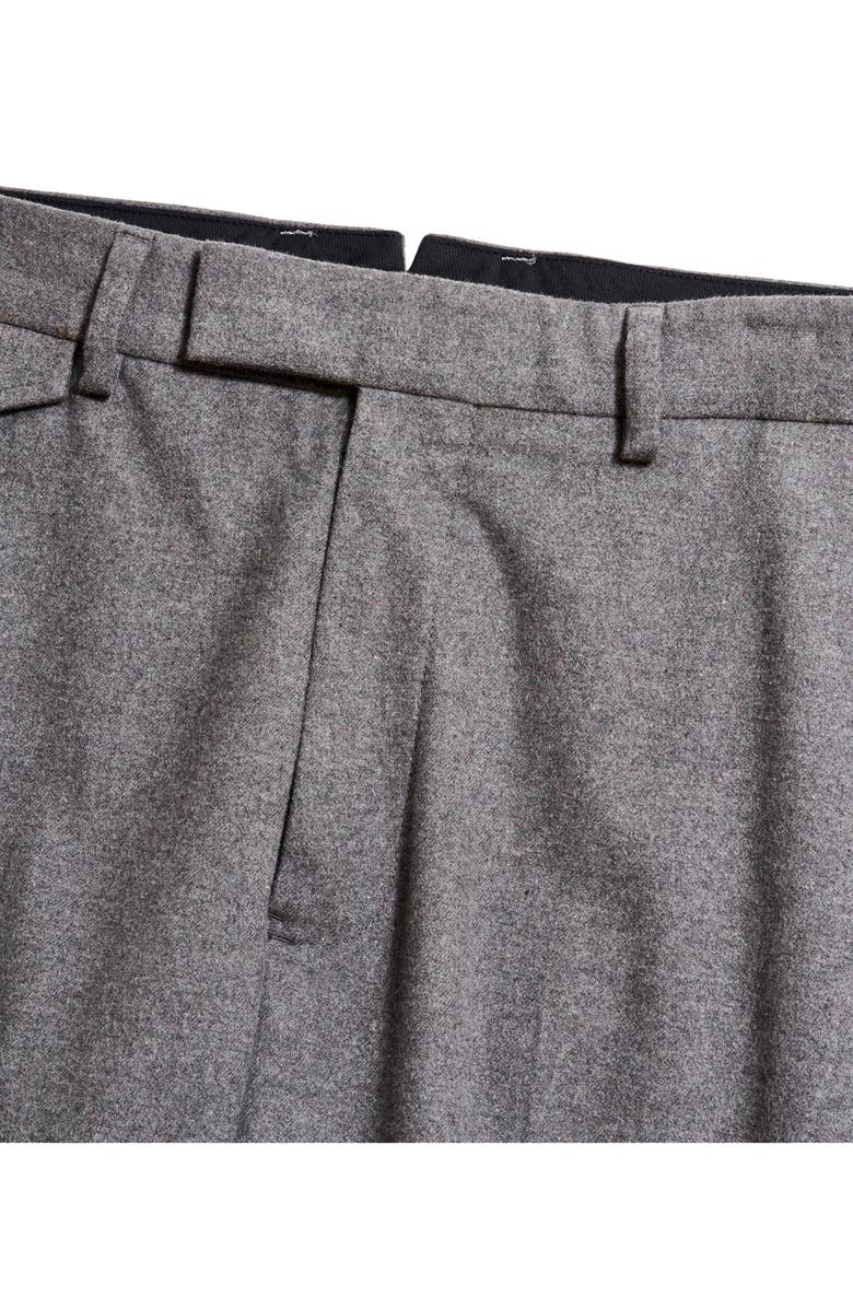 Billy Reid Flat Front Cotton Flannel Dress Pants, Alternate, color, Grey Heather