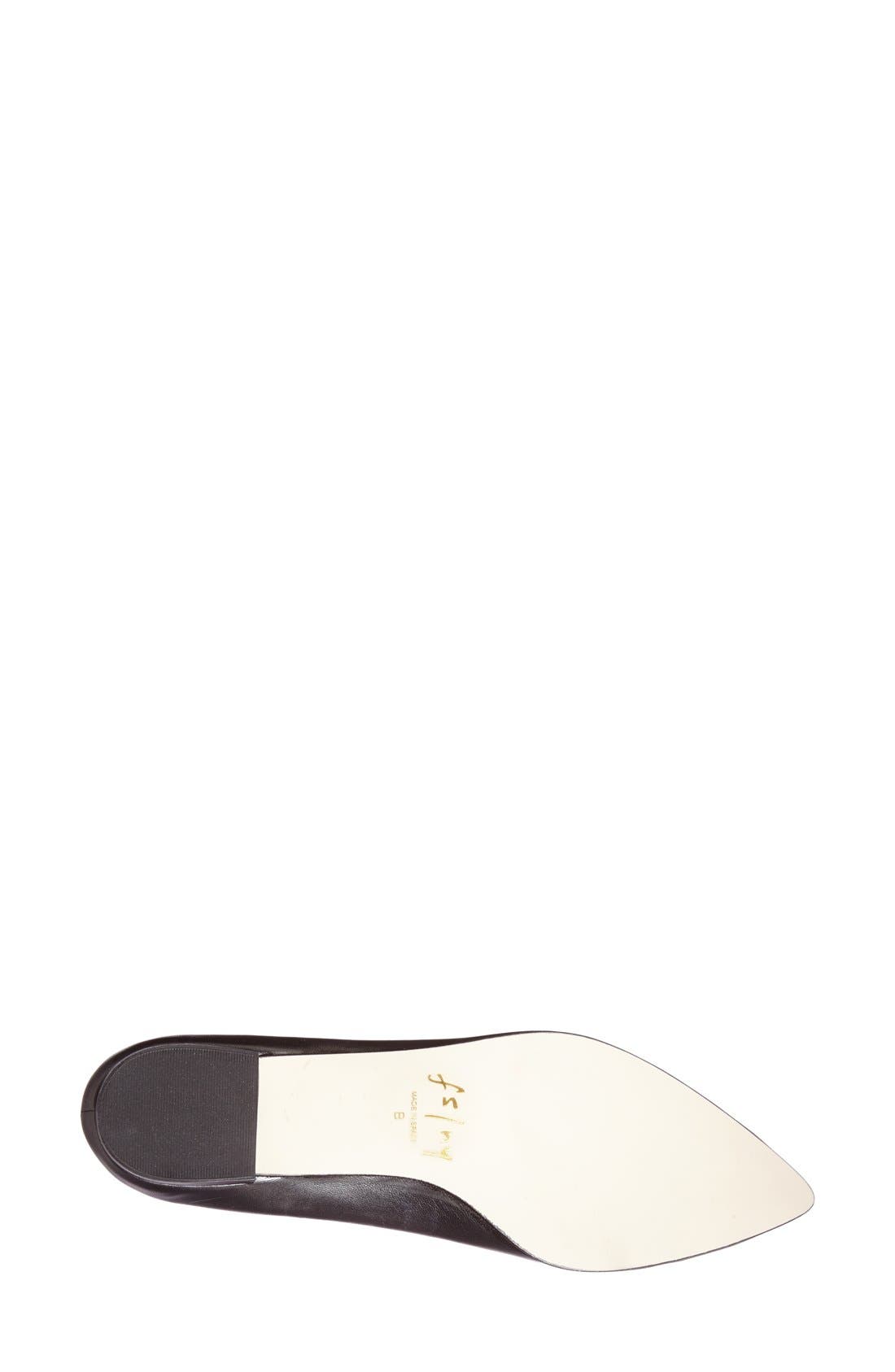'Nevi' Pointy Toe Flat, Alternate, color, BLACK NAPPA