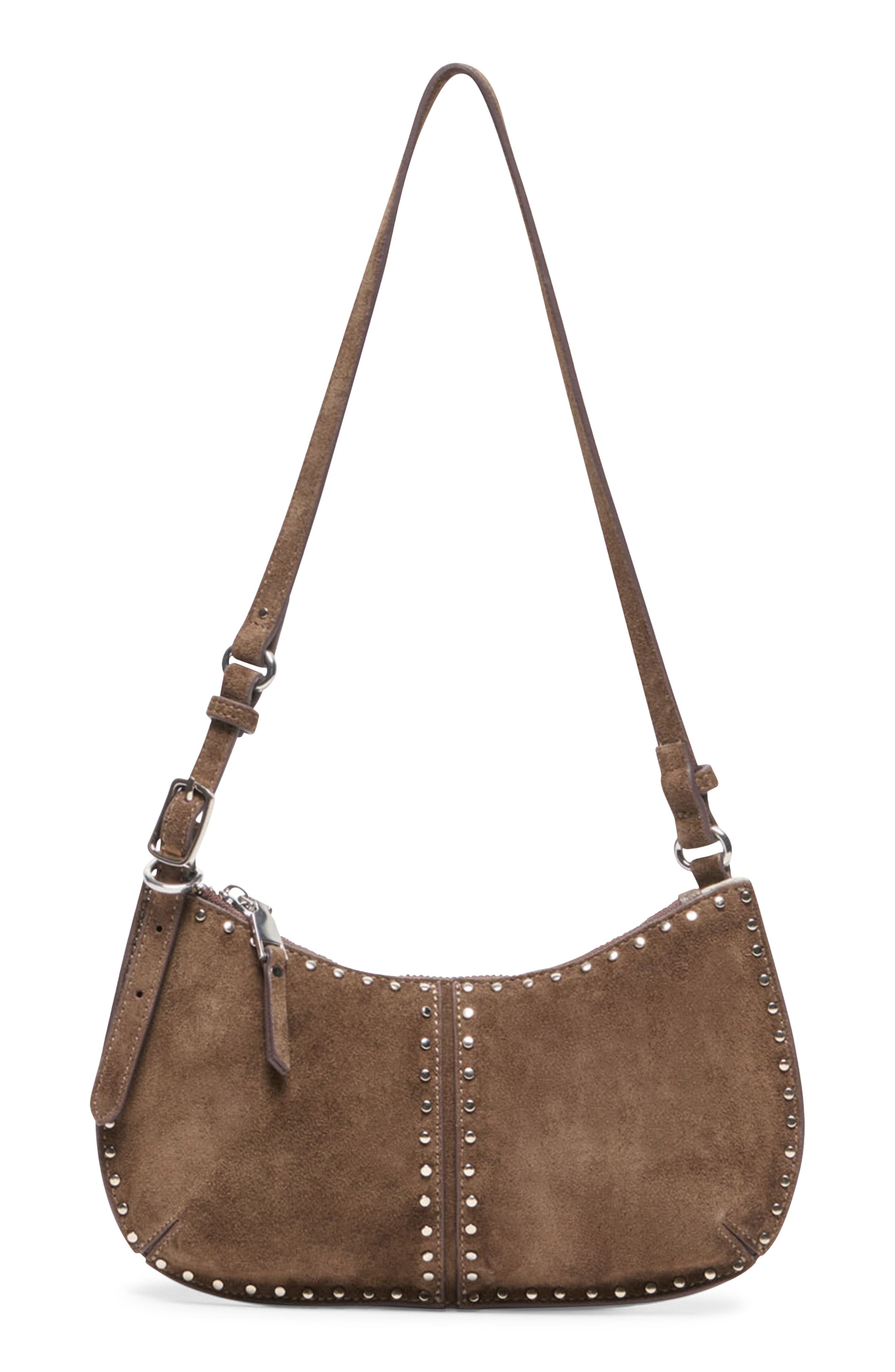 Axelle Faux Leather Baguette Bag, Main, color, DARK TAUPE