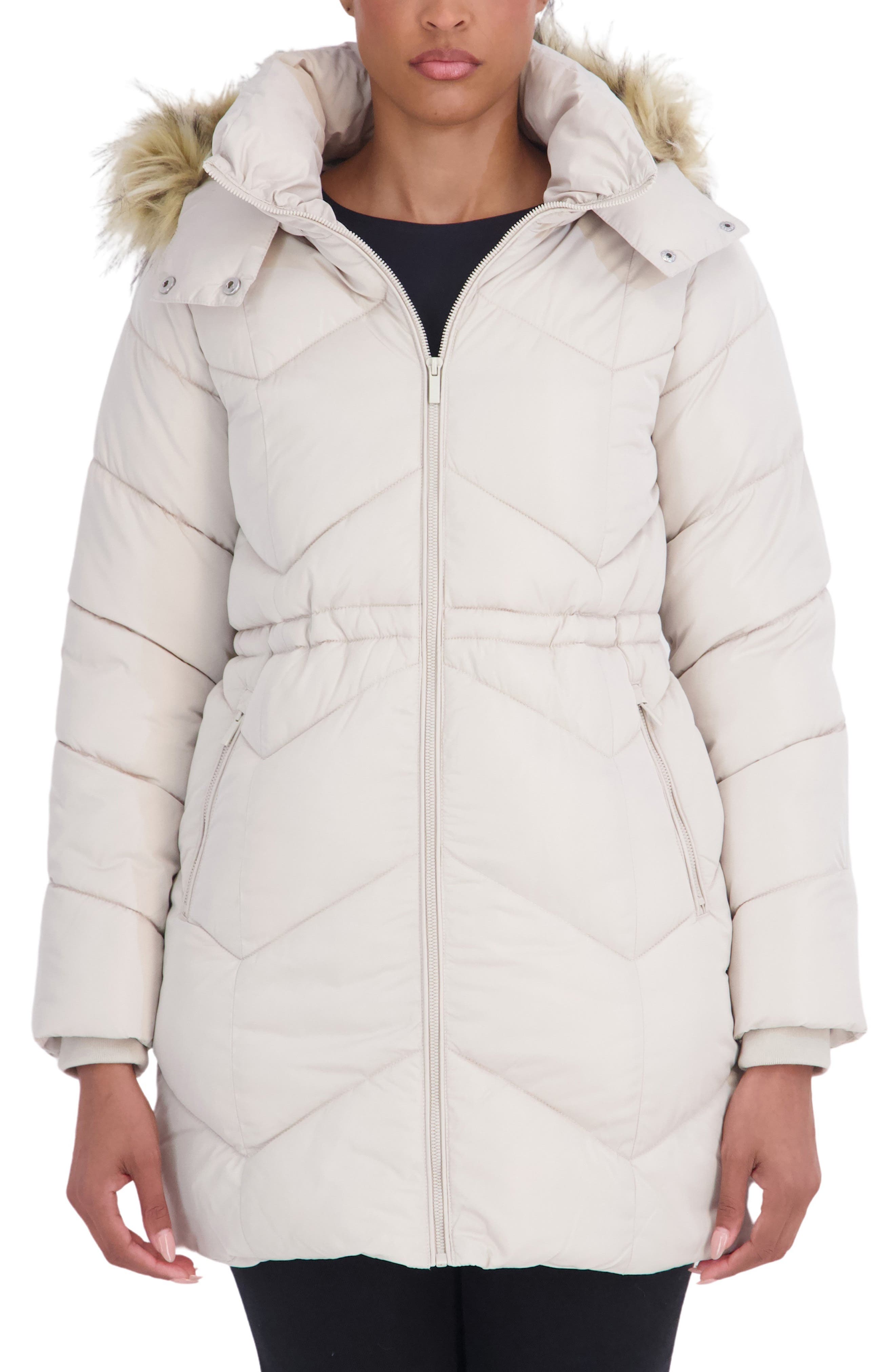 Faux Fur Trim Water Resistant Puffer Parka