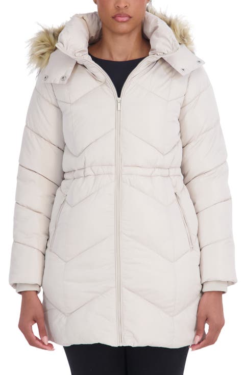 Faux Fur Trim Water Resistant Puffer Parka