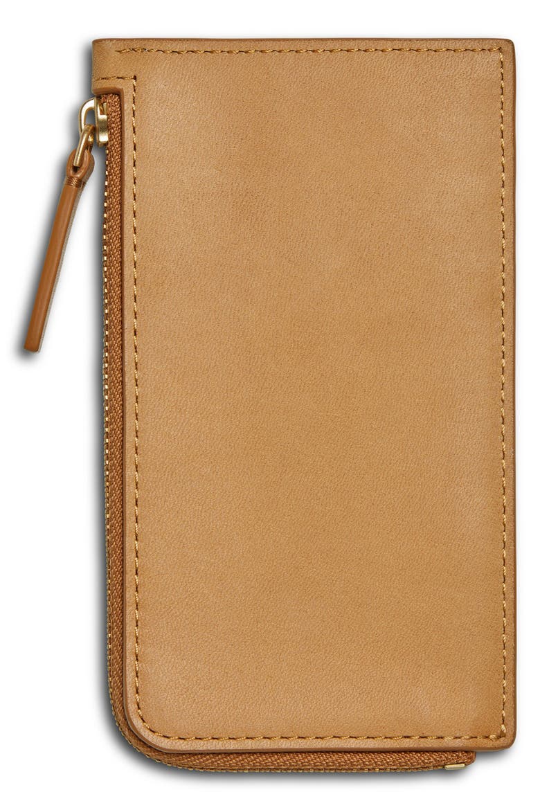Zip Around Leather Card Case, Alternate, color, BEIGE