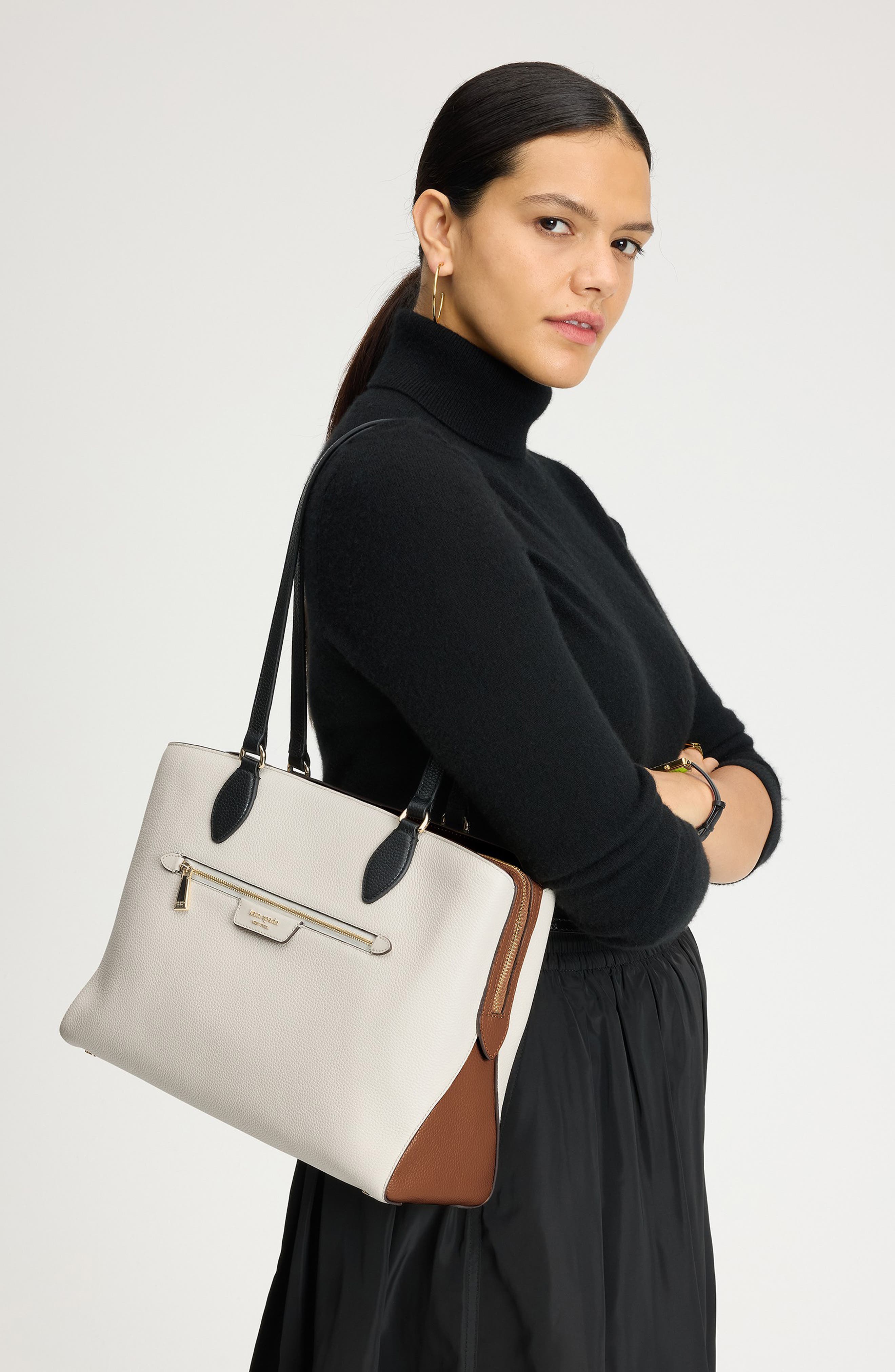 Kate Spade New York hudson colorblock pebble work tote, Alternate, color, 