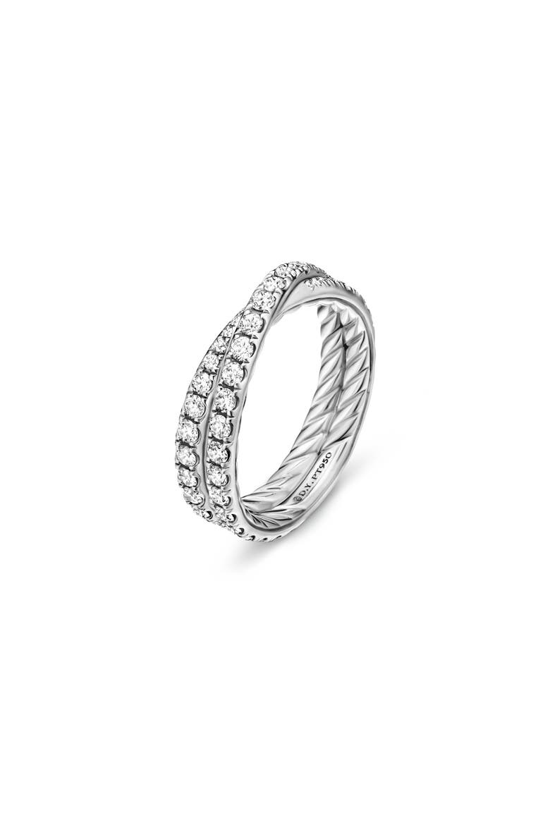 DY Crossover® Band Ring with Diamonds, Alternate, color, PLATINUM