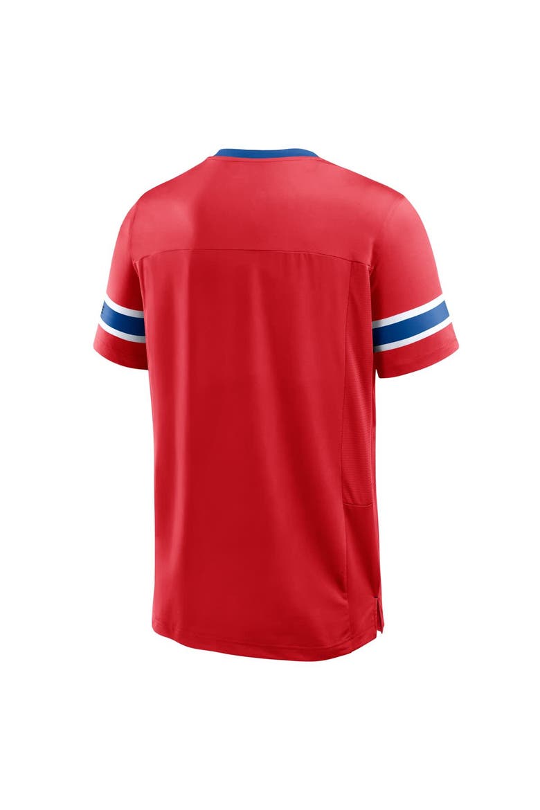 Men's Fanatics Red New England Patriots Hometown Premium Hashmark V-Neck T-Shirt, Alternate, color, Red