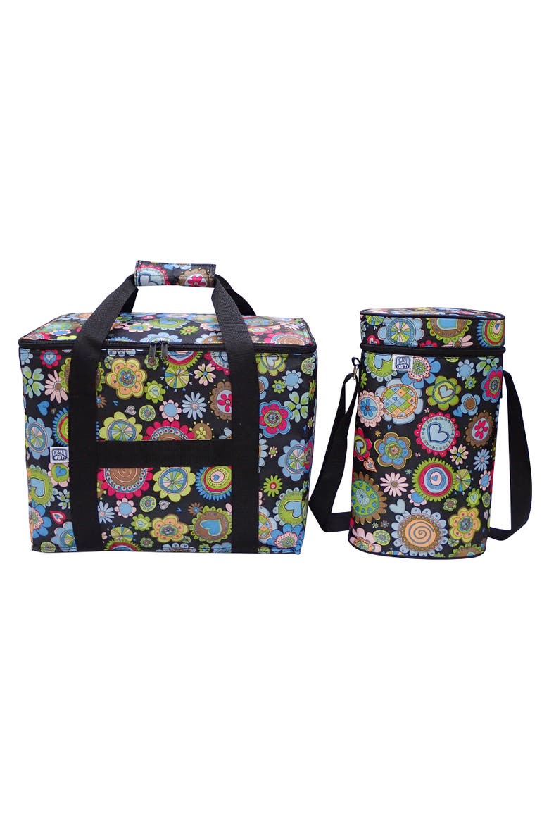 Wine Tote and Cooler Set in Floral Print, Main, color, Multicolored
