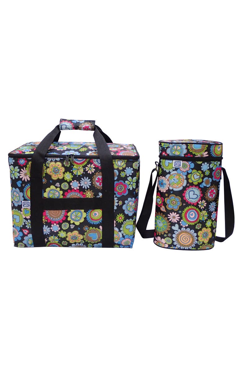 Chill Out! Wine Tote and Cooler Set in Floral Print, Main, color, Multicolored