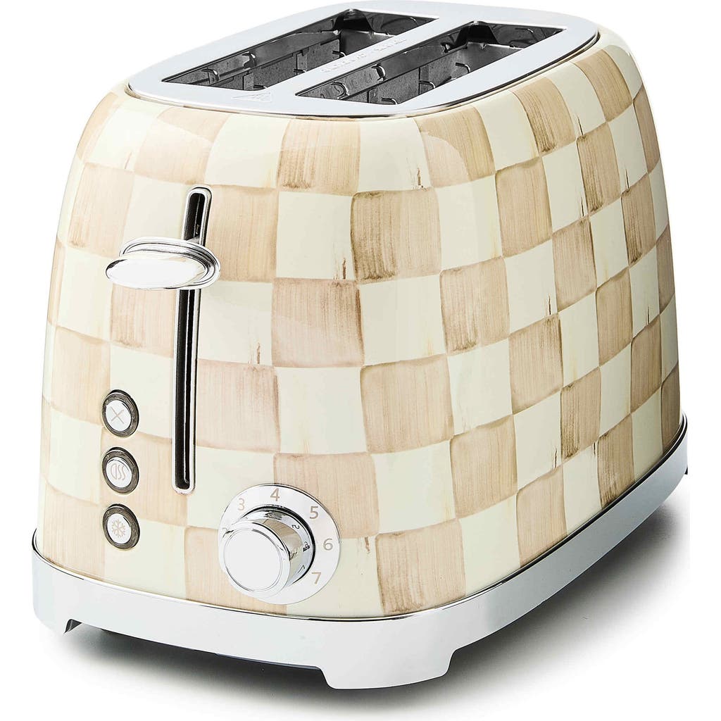 Mackenzie-childs Mackenzie Childs Mocha Check 2-slice Toaster In Brown