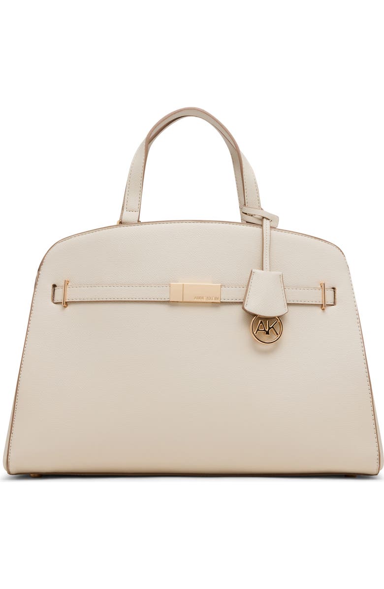 Anne Klein Large Belted Satchel, Main, color, Parchment