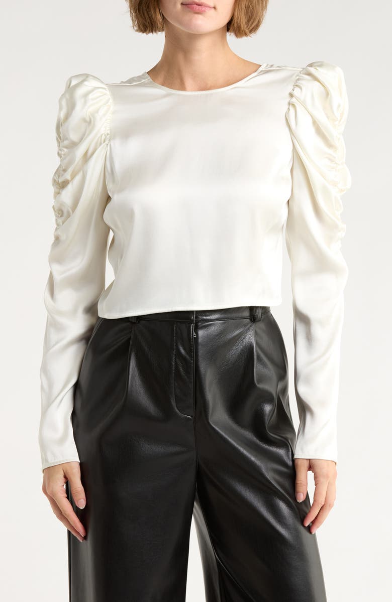 FRAME Silk Backless Long Sleeve Shirt, Main, color, Cream