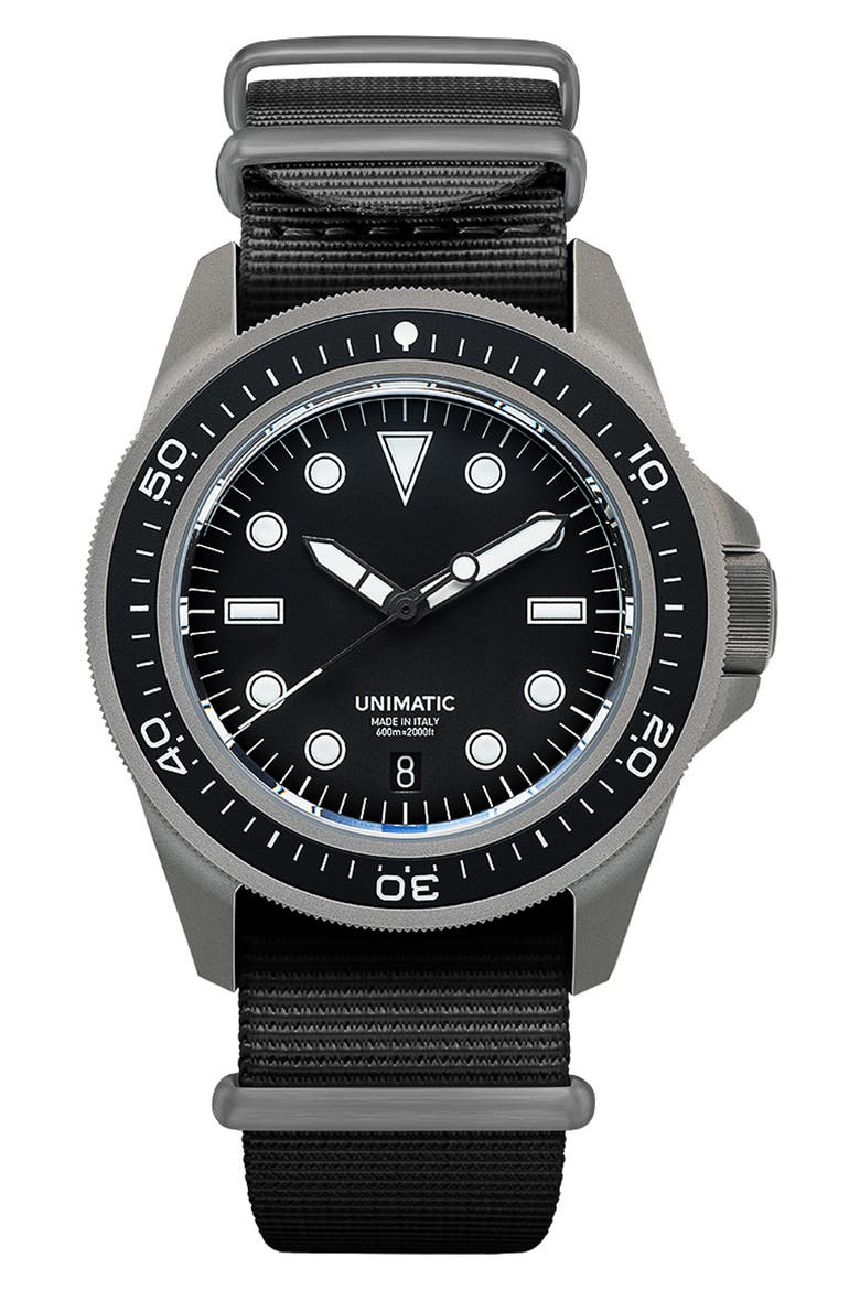 ProDiver Modello Uno U1S-T-PD6-B Automatic NATO Strap Watch, 41.5mm, Main, color, BLACK