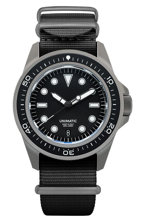 Unimatic Prodiver Modello Uno U1s-t-pd6-b Automatic Nato Strap Watch, 41.5mm In Black