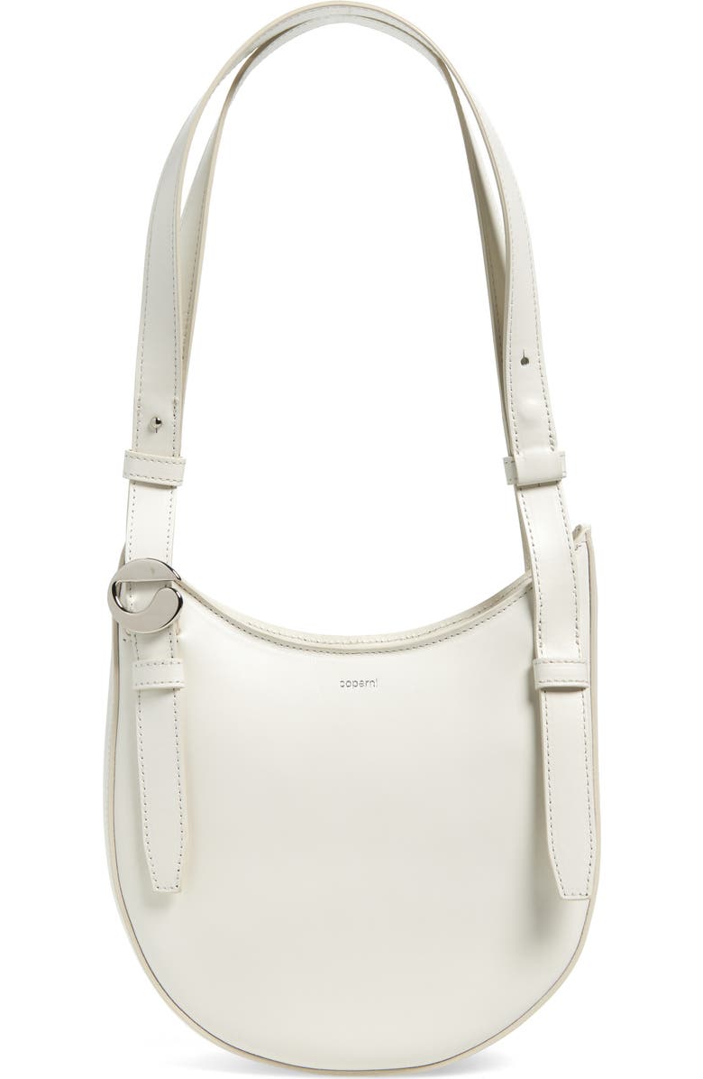 Coperni Mini Belt Strap Leather Hobo Bag, Main, color, White
