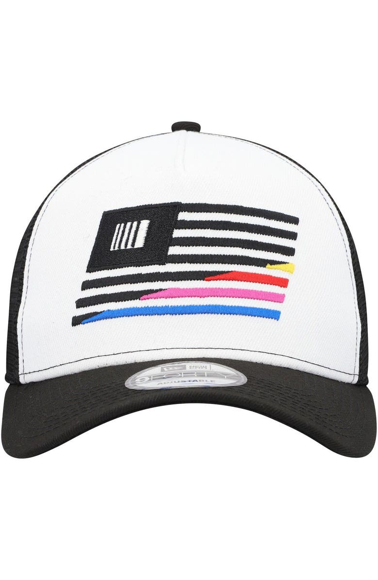 New Era Men's New Era Black/White NASCAR 9FORTY A-Frame Trucker Snapback Hat, Alternate, color, Black