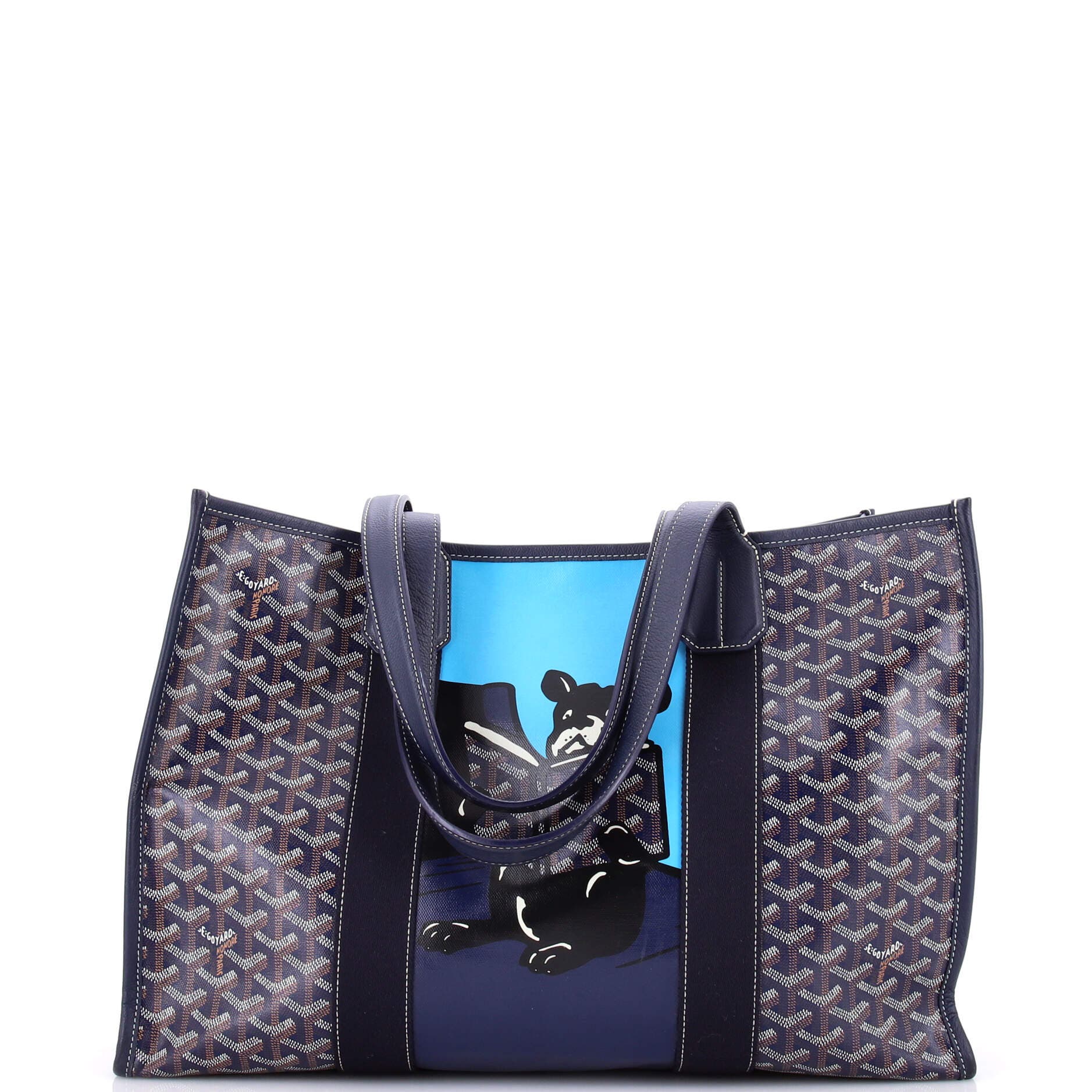 Pre-Owned Goyard Villette Tote Printed Coated Canvas MM, Main, color, Blue