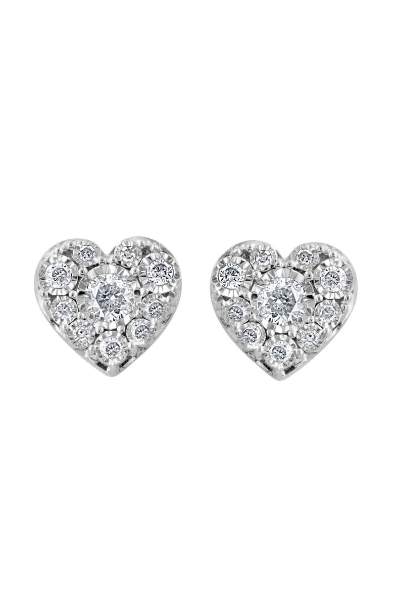 EFFY Sterling Silver Diamond Heart Stud Earrings, Main, color, Silver