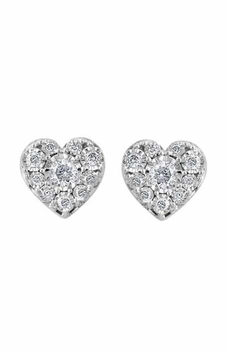 EFFY Sterling Silver Diamond Heart Stud Earrings