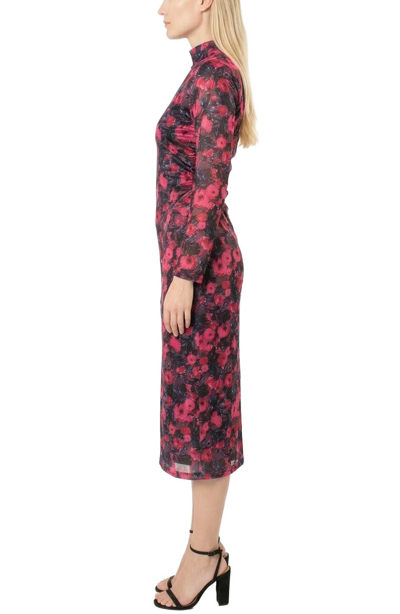 AREA STARS Phi Midi Mock Neck Jersey Dress, Alternate, color, Rose Print