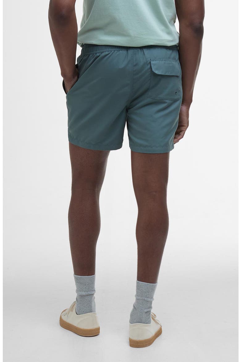 Staple Logo Embroidered Swim Trunks, Alternate, color, VINTAGE TEAL