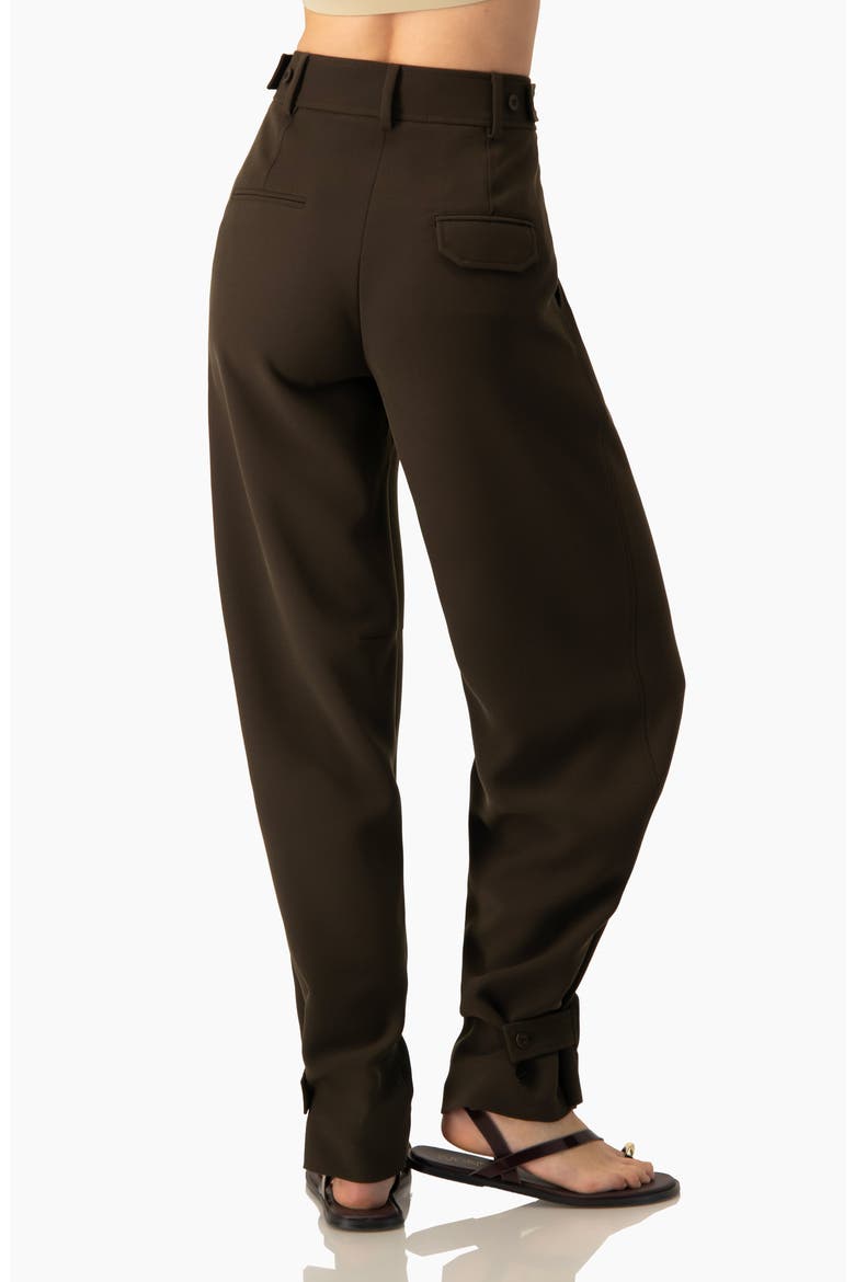 Tapered Cuff Utility Relaxed Pants with High-Waist and Ankle Straps, Alternate, color, Brown