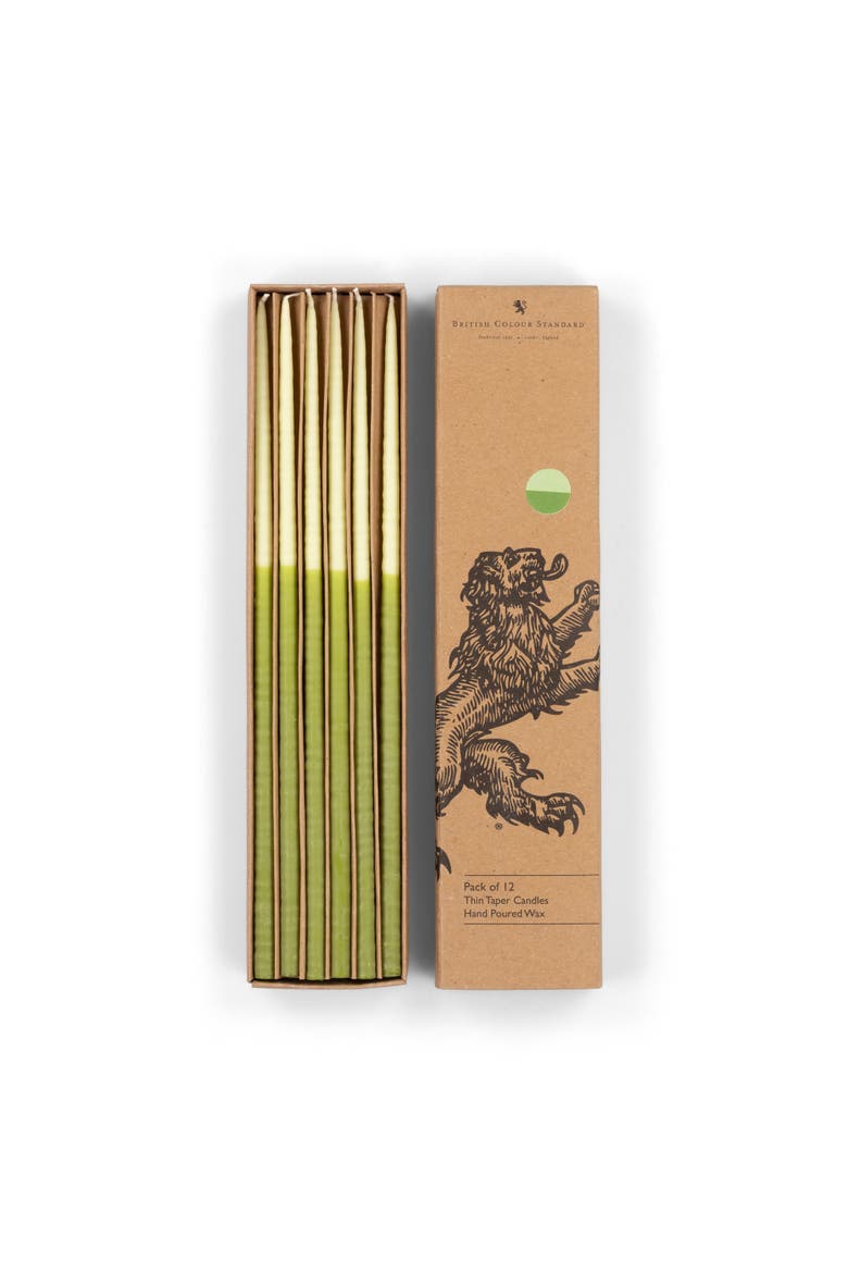 Thin Taper Candles - Two-Tone - Set of 12, Alternate, color, Pistachio, Eau De Nil