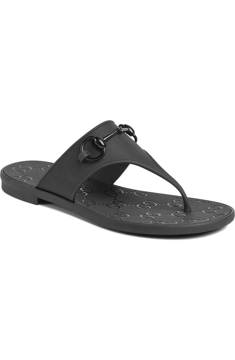 Gucci Minorca Horsebit Rubber Sandal, Main, color, Nero