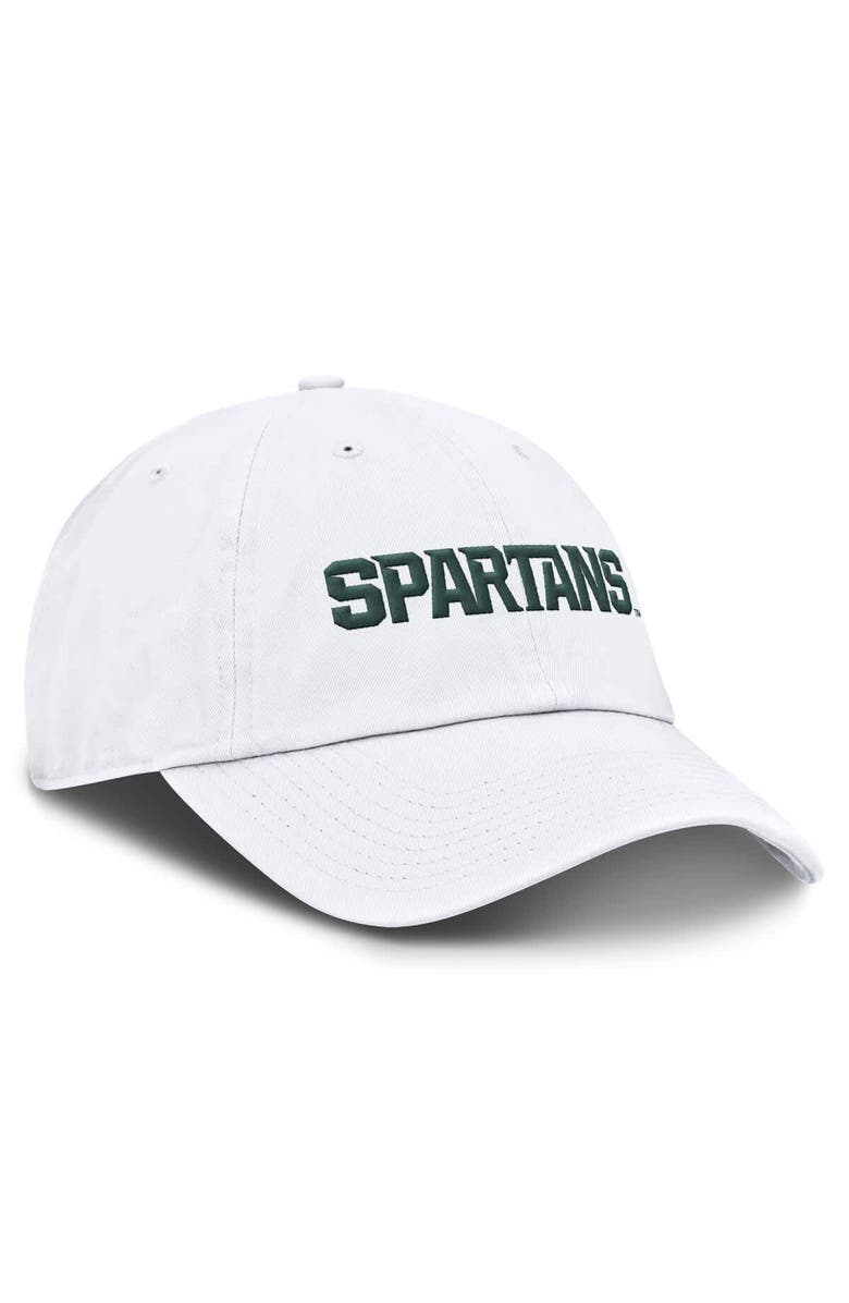 Nike Men's Nike White Michigan State Spartans Core Club Mascot Wordmark Adjustable Hat, Alternate, color, White