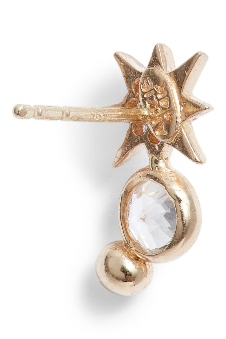 North Star Single Diamond Drop Earring, Alternate, color, WHITE GOLD