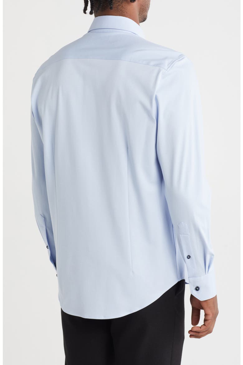 Tailored Fit Solid Cotton Dress Shirt, Alternate, color, NAVY