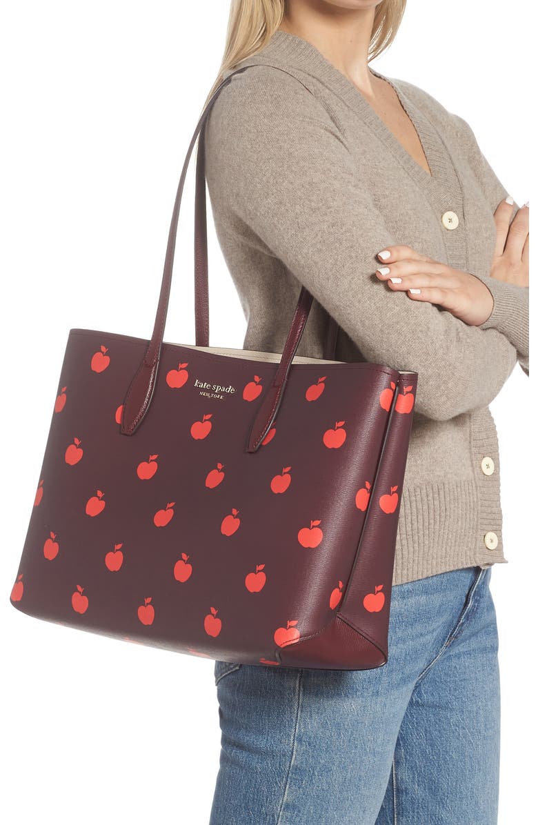 Kate Spade New York all day apple print tote bag, Alternate, color,