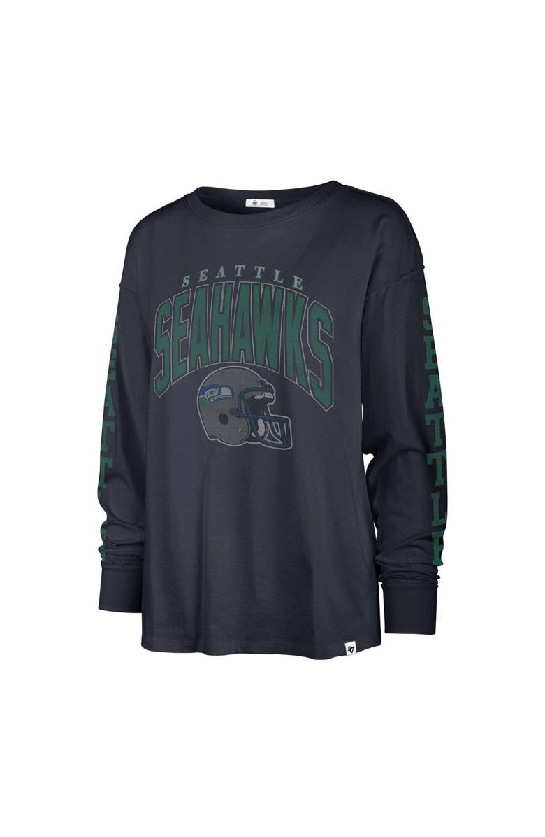 '47 Women's '47 Navy Seattle Seahawks Tom Cat Lightweight Long Sleeve T-Shirt, Alternate, color, 