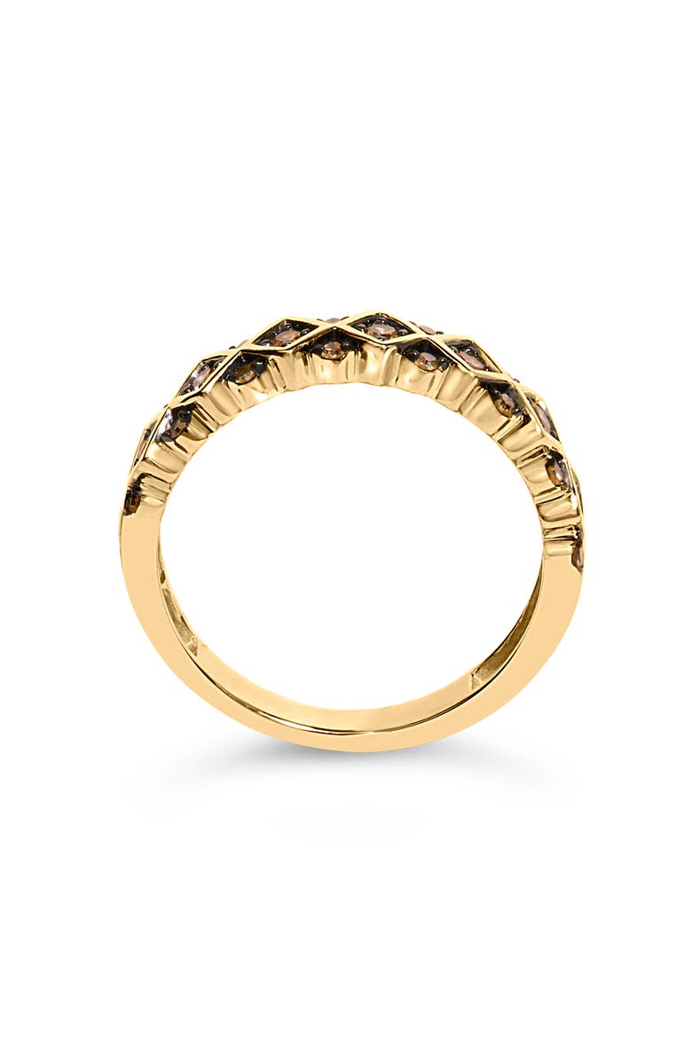 Haus of Brilliance 10K Yellow Gold Plated Silver 1/4 Cttw Champagne Diamond Geometric Band Ring, Alternate, color, Yellow Gold Over Silver