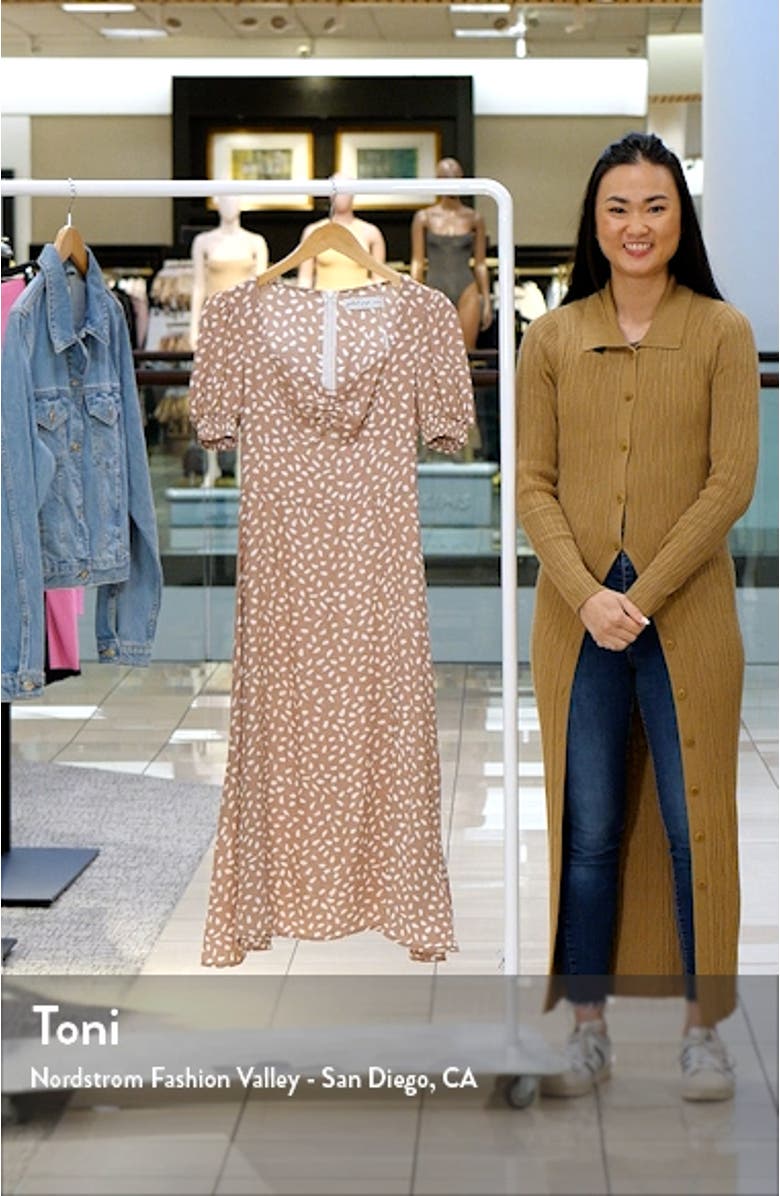 Franklin Print Puff Sleeve Midi Dress, sales video thumbnail