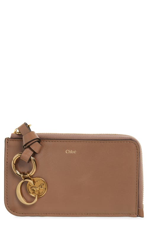 Chloé Small Alphabet Zip Leather Card Holder In Brown