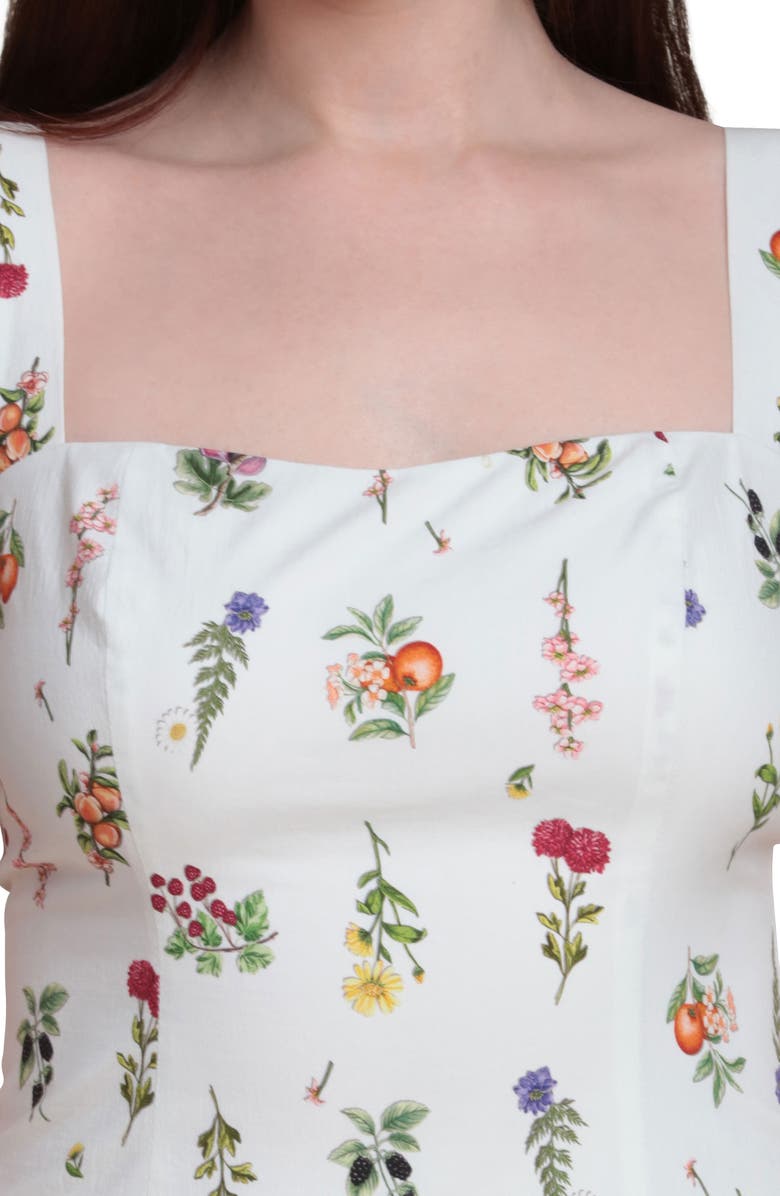 Avec Les Filles Lemon Print Stretch Cotton Minidress, Alternate, color, 