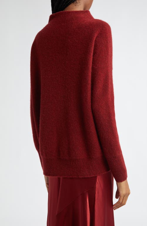 Vince Boiled Cashmere Funnel Neck Pullover In Ruby Ink