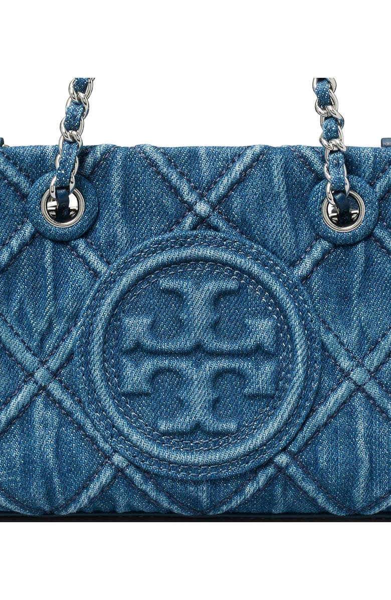 Tory Burch Mini Fleming Denim Tote, Alternate, color,