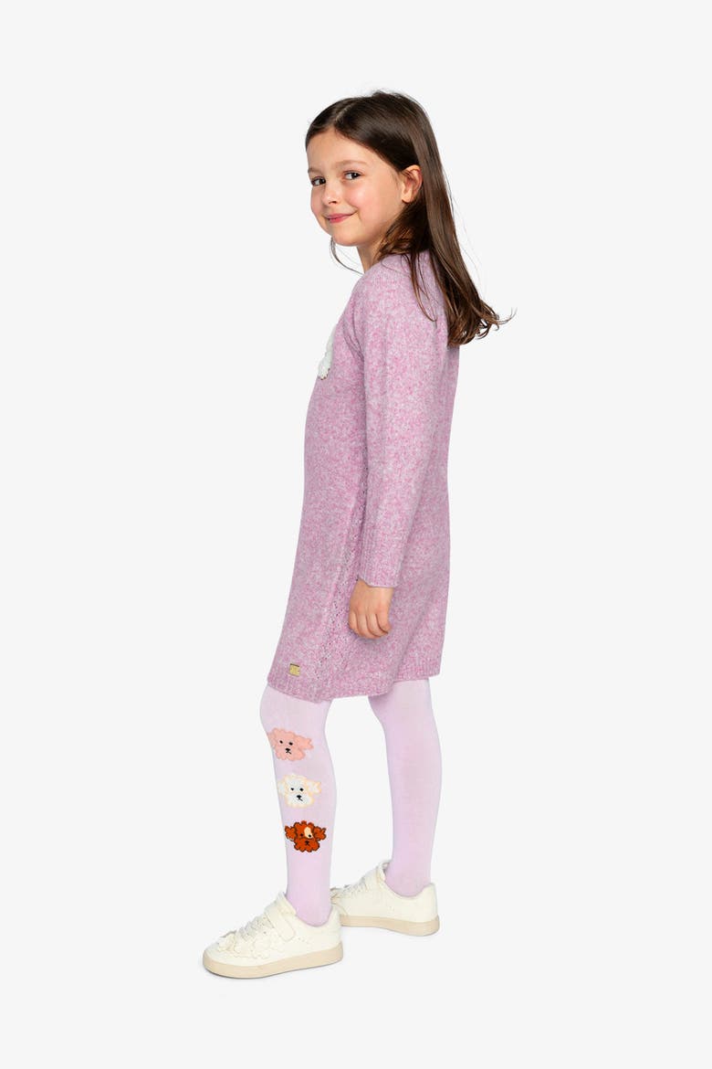 Openwork Knit Poodle Appliqué Dress, Alternate, color, Lavender