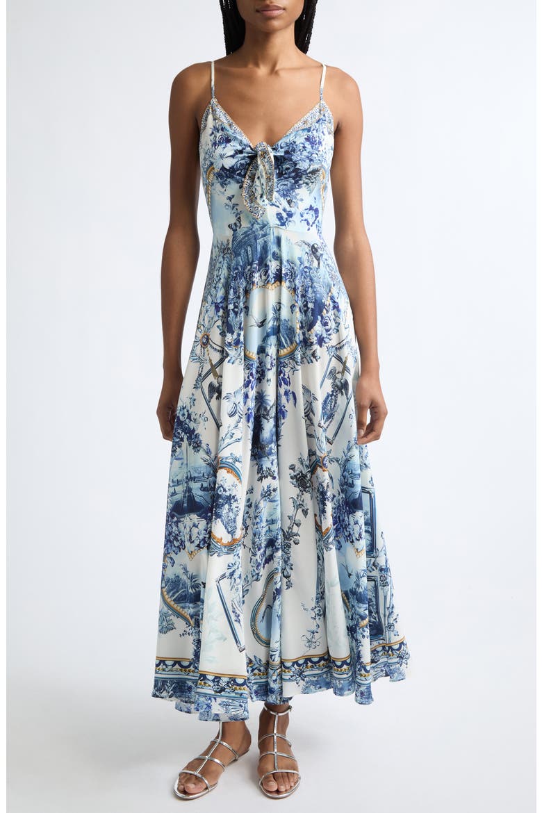 Porcelain Parlor Print Silk Maxi Sundress, Main, color, THE PORCELAIN PARLOUR