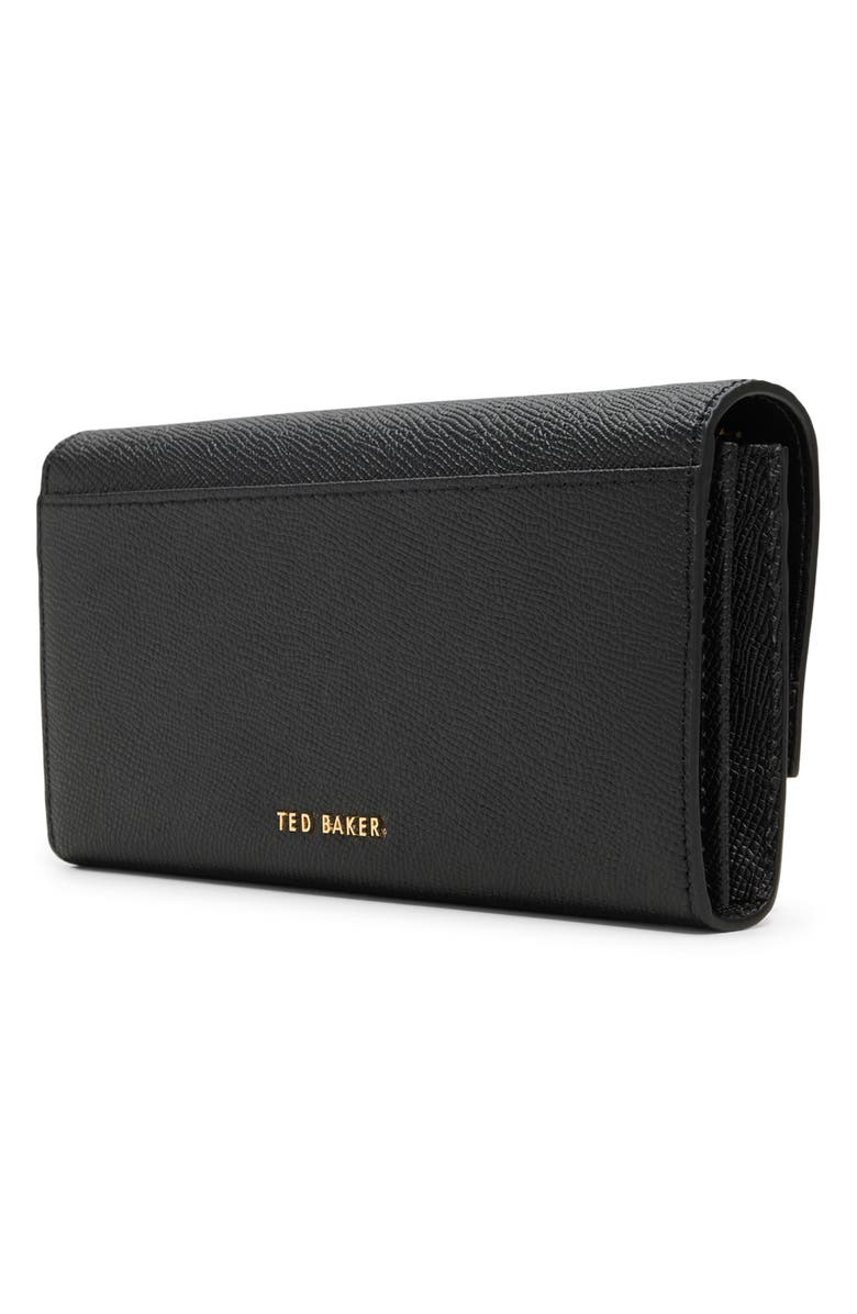 Ted Baker London Evie Charm Leather Clutch, Alternate, color, Textured Black/ Black
