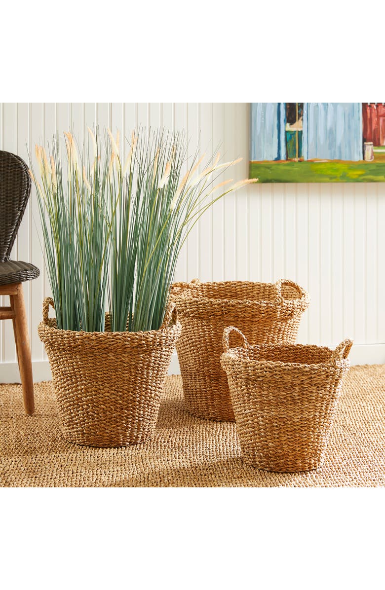 Napa Home & Garden Seagrass Tapered Baskets With Handles And Cuffs Set of 3, Alternate, color, 