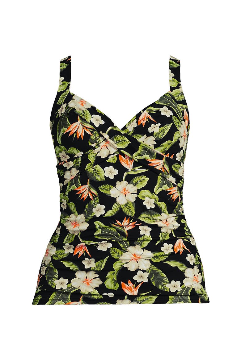 Plus Size DD-Cup Sweetheart Wrap Underwire Tankini Top, Alternate, color, Hibiscus Floral/Black