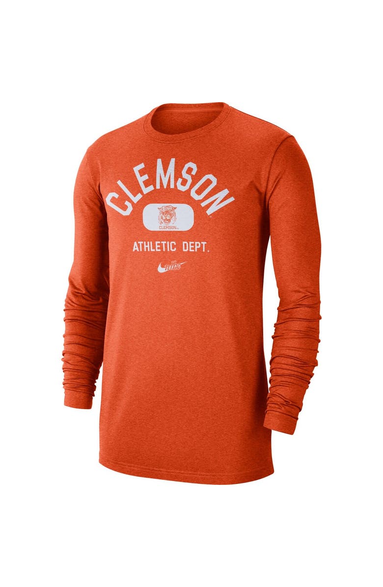 Nike Men's Nike Orange Clemson Tigers Textured Long Sleeve T-Shirt, Alternate, color,