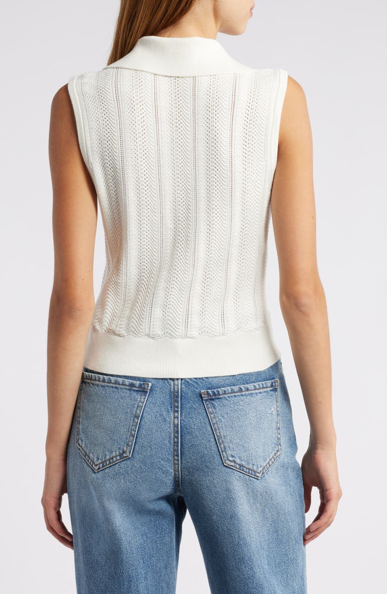 PAIGE Rossana Sleeveless Pointelle Polo Sweater, Alternate, color, Ivory